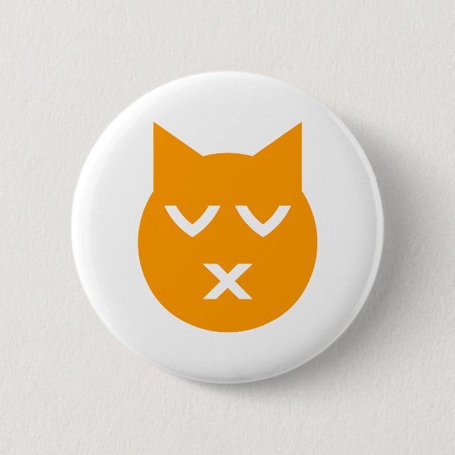 Kissing with Closed Eyes Emoji Cat 2 Inch Round Button (Front)