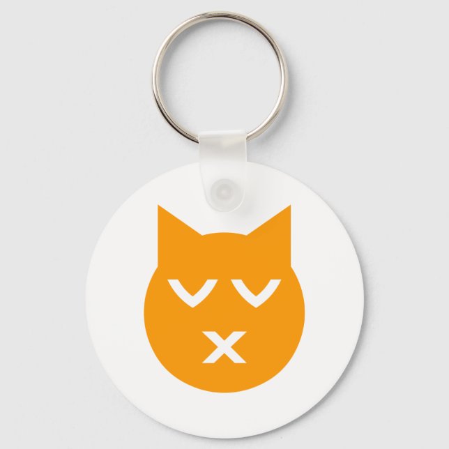 Kissing with Closed Eyes Emoji Cat Keychain (Front)