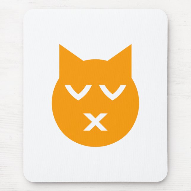 Kissing with Closed Eyes Emoji Cat Mouse Pad (Front)