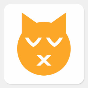 Kissing with Closed Eyes Emoji Cat Square Sticker