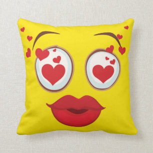 Kissing Yellow Face Throw Pillow