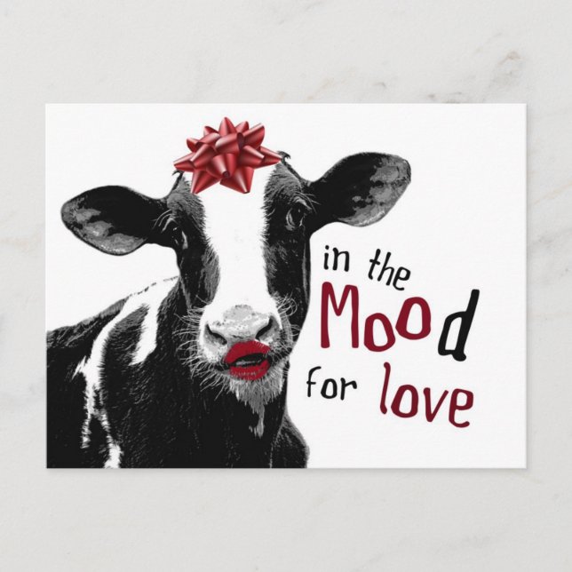 Kissy Lips Cow in the MOOd for Love Postcard (Front)