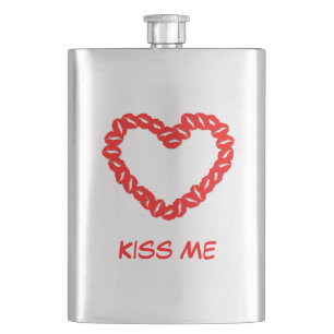 Kissy Lips Heart Hip Flask
