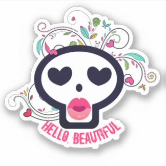 Kissy lips skull skeleton personalized sticker