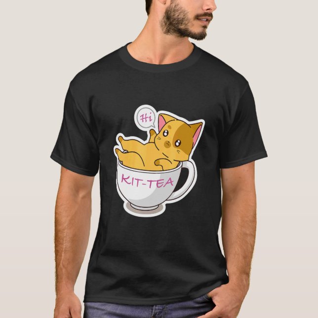Kit Tea Cat  Cute And  Cat 5 T-Shirt (Front)
