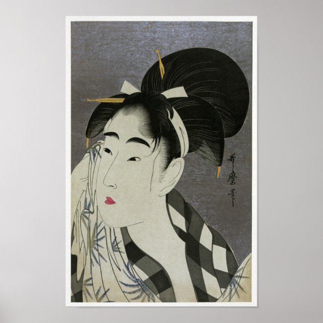 Kitagawa Utamoro's "Woman Wiping Sweat" Poster (Front)