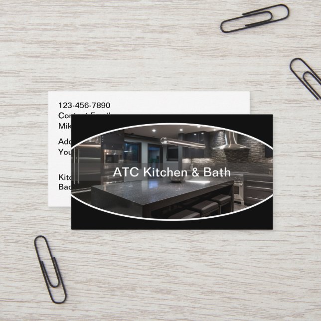 Kitchen And Bath Construction Services Business Card (Front/Back In Situ)