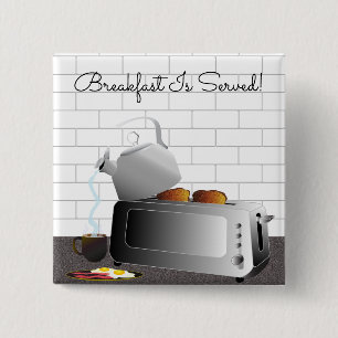 Kitchen Appliances Breakfast Funny 2 Inch Square Button