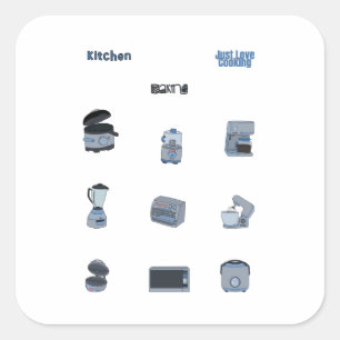 Kitchen Appliances Square Sticker