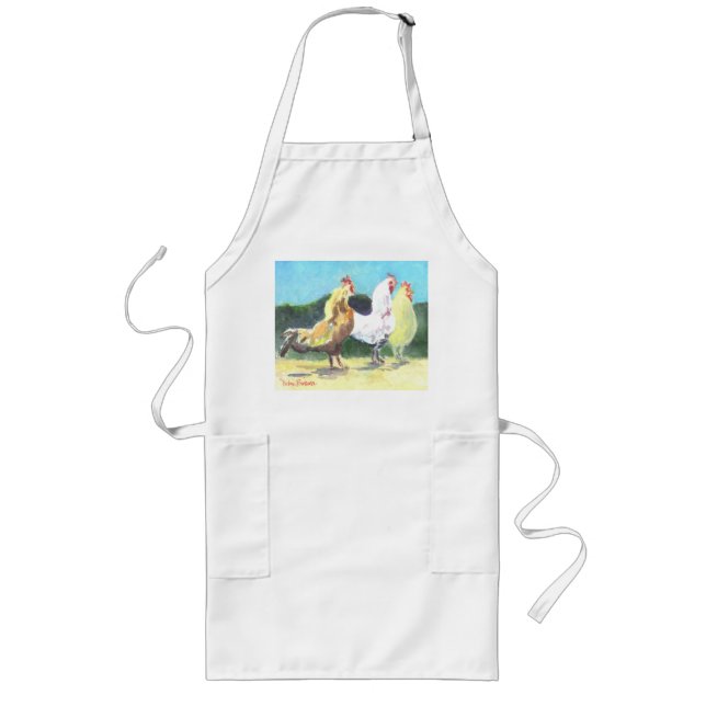 Kitchen Apron with a painting of Chickens on it (Front)