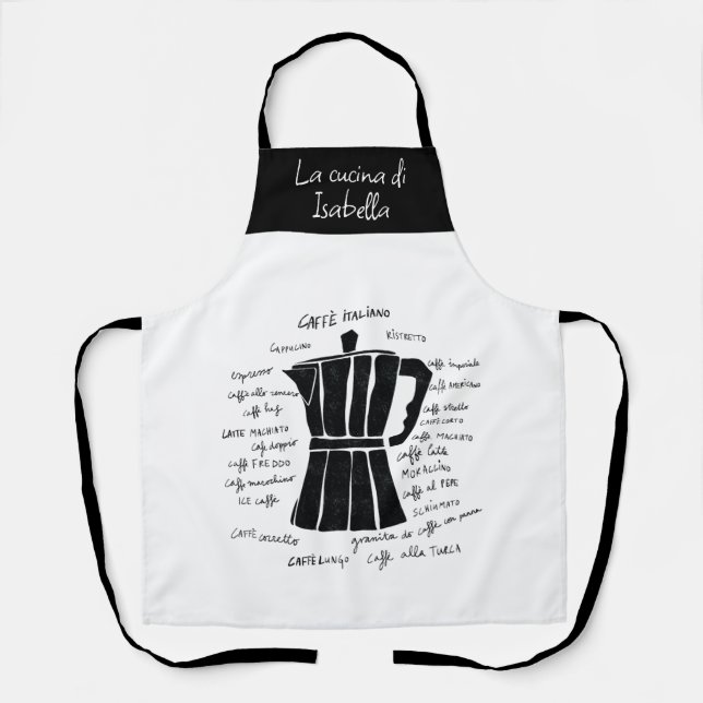Kitchen art Italian Espresso coffee  black  Apron (Front)