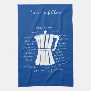 Kitchen art Italian Espresso coffee moka pot blue Kitchen Towel