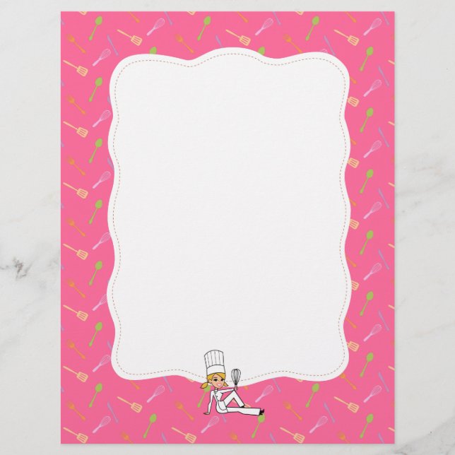 Kitchen Art Recipe Pages Sheets with Border (Front)