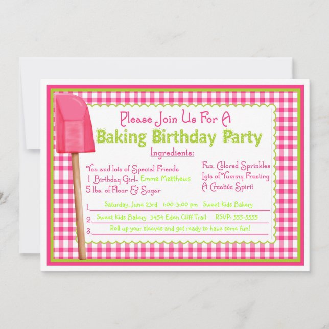 Kitchen Baking Birthday Invitations (Front)