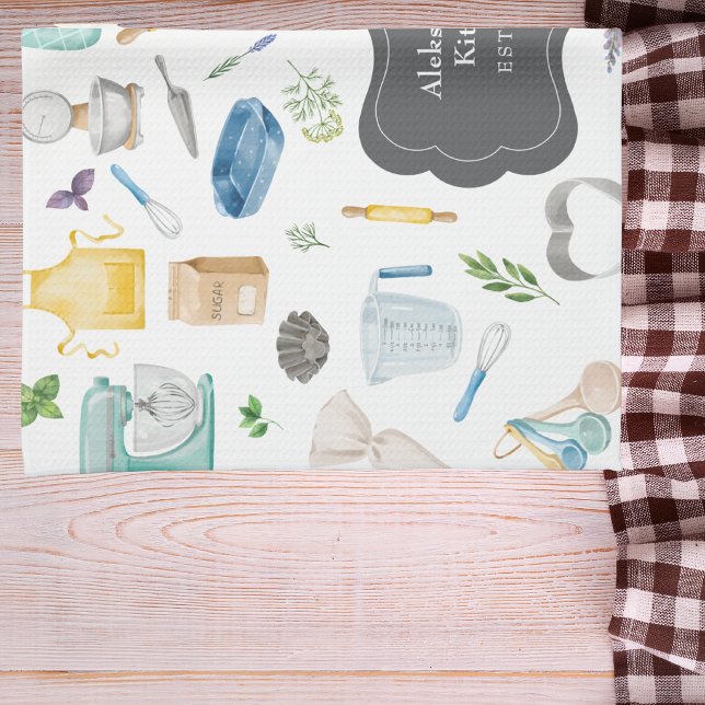 Kitchen Baking Supplies Monogram Customizable  Towel (Creator Uploaded)