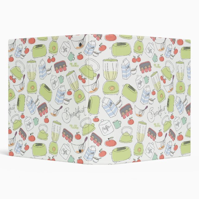 Kitchen Breakfast Food Cute Repeat Pattern Binder (Background)