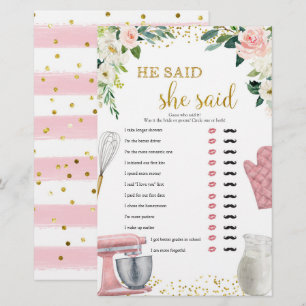 Kitchen Bridal Shower He Said SheSaid Game
