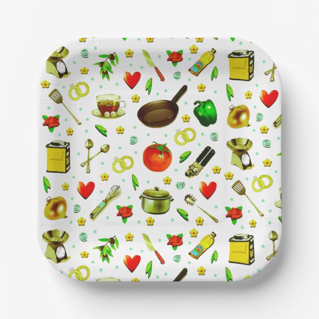 Kitchen Bridal Shower Paper Plate (Front)