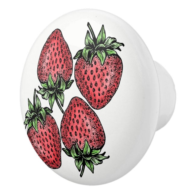 Kitchen Cabinet Drawer Makeover 4 Strawberries Ceramic Knob (Right)
