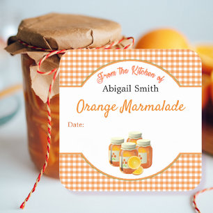 Kitchen Canning Citrus Orange Square Sticker