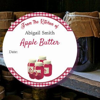 Kitchen Canning Sticker Gingham Apple Butter