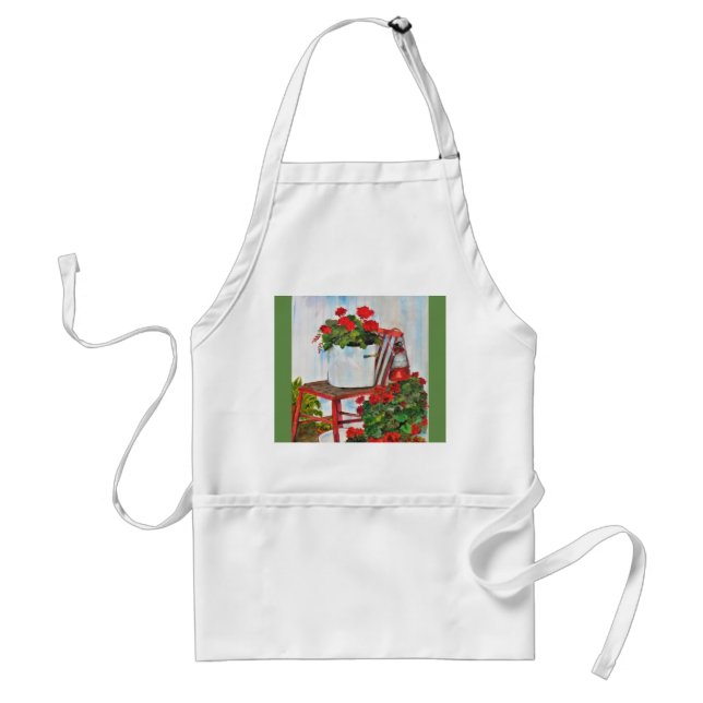 Kitchen Chef Apron Summer Geraniums (Front)