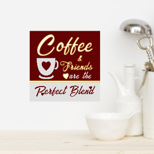 Kitchen coffee lover burgundy gold foil prints