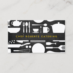 Kitchen Collage on Black Wood Business Card