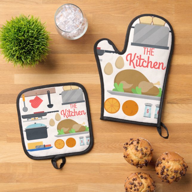 Kitchen Comfort: Felt Pot Holder & Oven Mitt Gift  Oven Mitt & Pot Holder Set (Top Down)