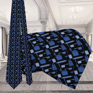 Kitchen Cook Restaurant Chef Baker Black Blue Tie