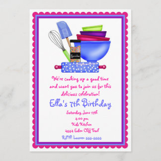 Kitchen Cooking Birthday Invitations