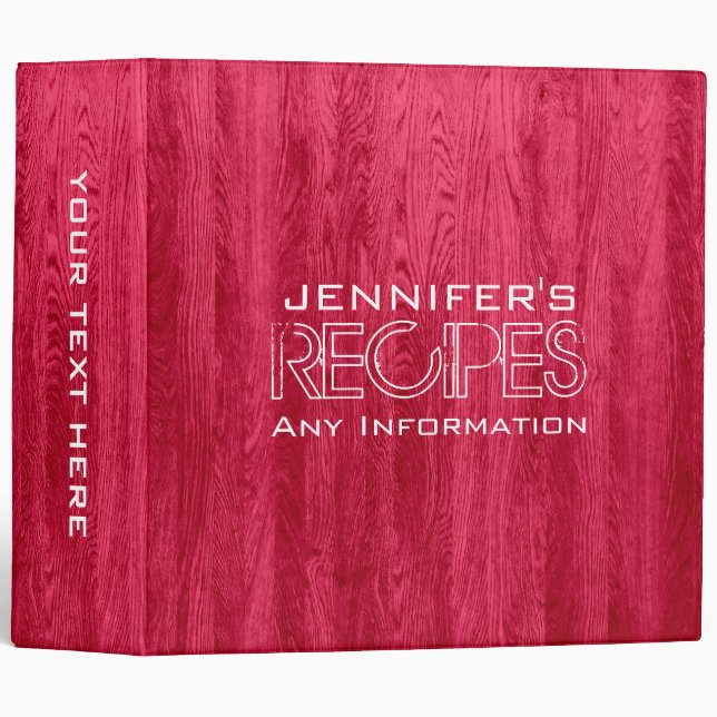 Kitchen Cooking Modern Red Wood Grain Background Binder (Front/Spine)