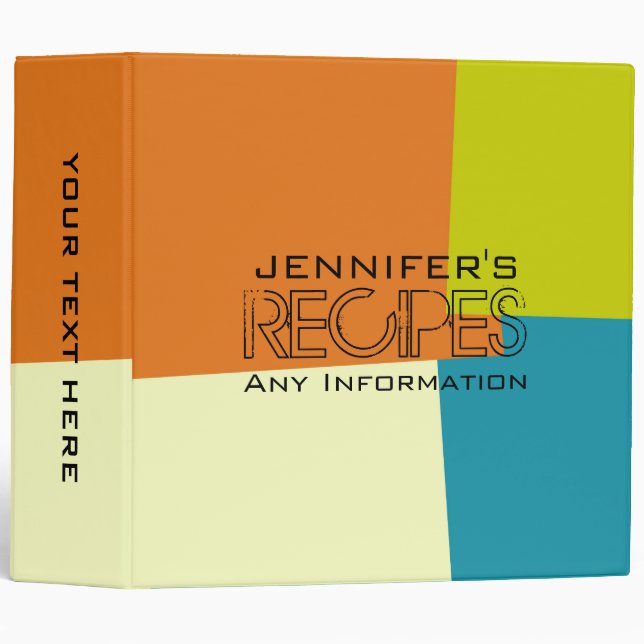 Kitchen Cooking Modern Retro Color Pattern Binder (Front/Spine)