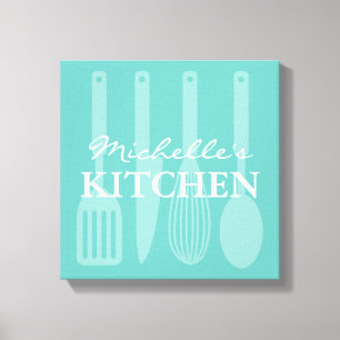 Kitchen cooking utensils wall art wrapped canvas