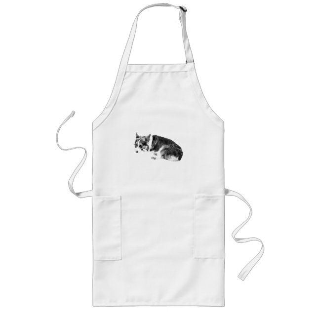 Kitchen Corgi, Quiet Watch Long Apron (Front)