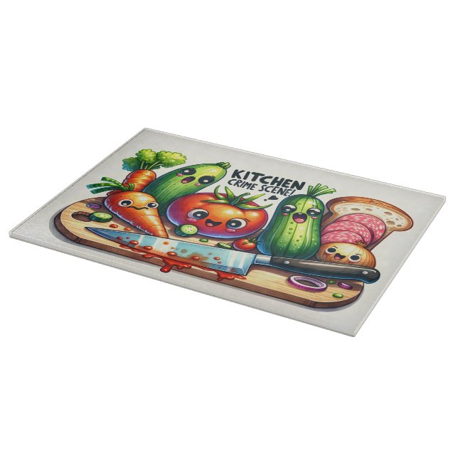 Kitchen Crime Scene Chopped Vegetables  Cutting Board (Corner)