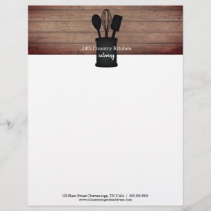 Kitchen Crock Rustic Wood Caterer Restaurant Food Letterhead