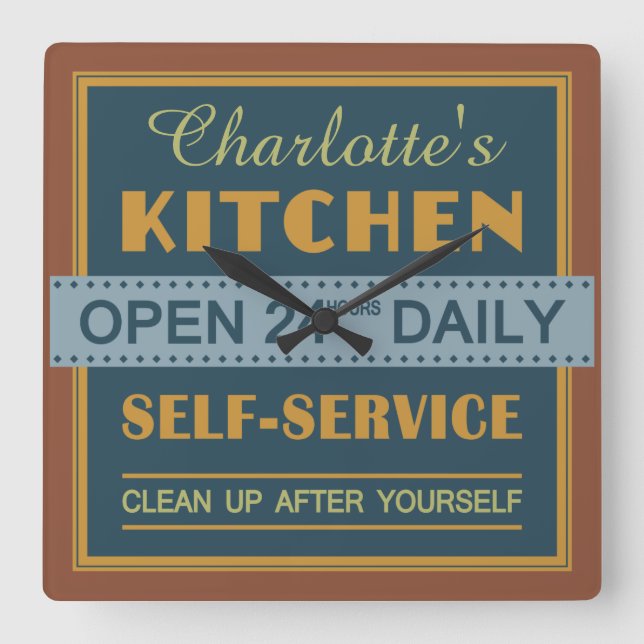 Kitchen – custom name – wall clock (Front)