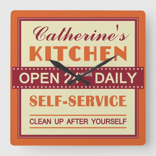 Kitchen – custom name – wall clock (Front)