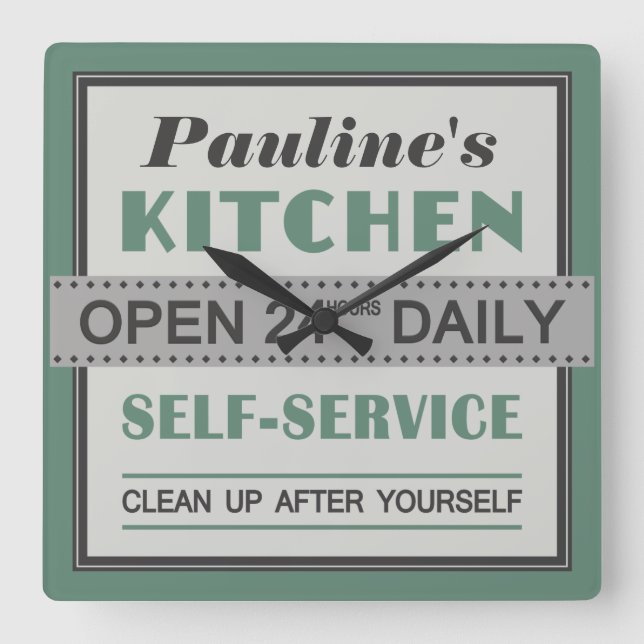 Kitchen – custom name – wall clock (Front)