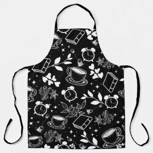 kitchen dining cute tea coffee black and white  apron