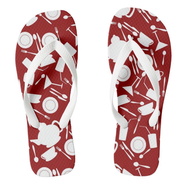 Kitchen Elements Pattern Flip Flops (Footbed)