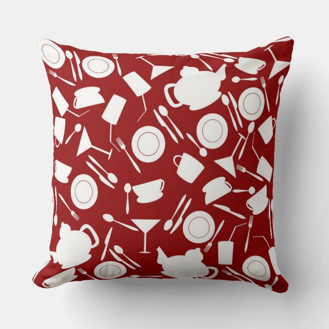 Kitchen Elements Pattern Throw Pillow (Front)