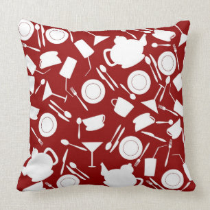 Kitchen Elements Pattern Throw Pillow