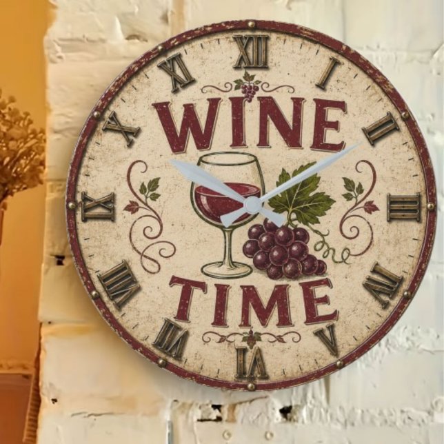 Kitchen Farmhouse Decor Wine Time  Large Clock (Creator Uploaded)