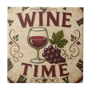 Kitchen Farmhouse Decor Wine Time Tile
