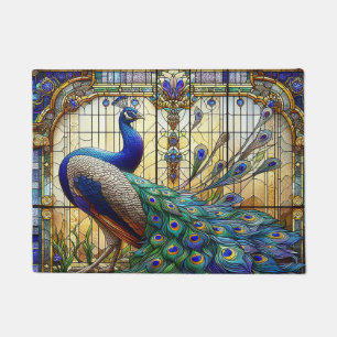 Kitchen Floor Mat Peacock Stained Glass