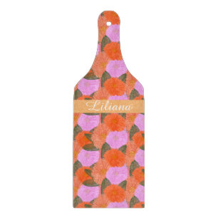 Kitchen Floral Watercolor Flowers Orange Pink Cutting Board