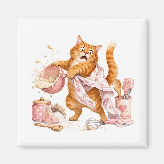 Kitchen Funny Cat Magnet   (Front)