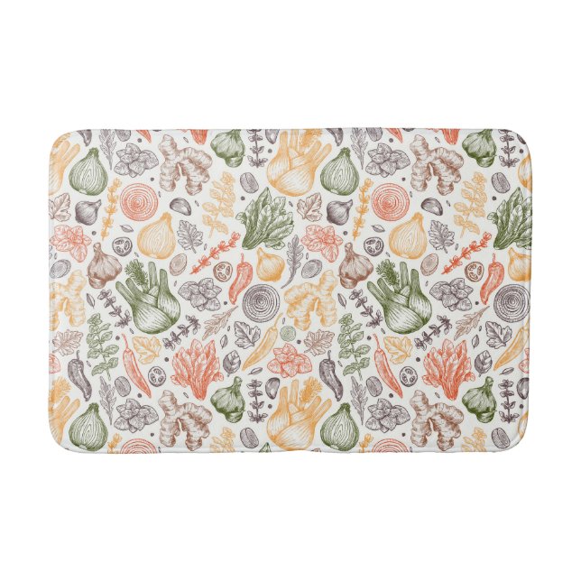 Kitchen Garden Vegetable Pattern Bath Mat (Front)